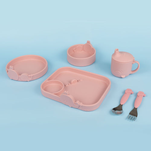 Animal Friends 6-Piece Dinnerware Set - Pink Whale